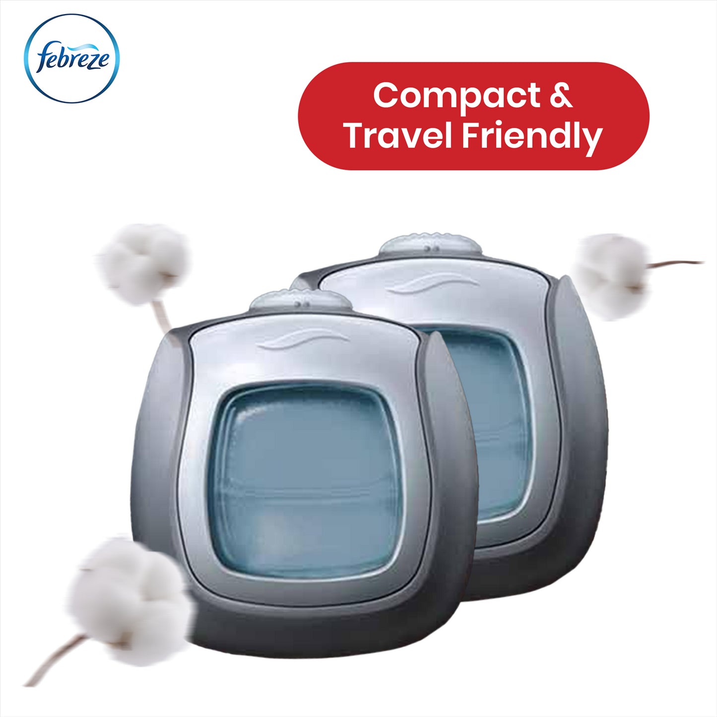 Febreze Clip-On Car Air Freshener - 2ml Cotton Fresh Gel Air Freshener for Bad Smell (Pack of 6)