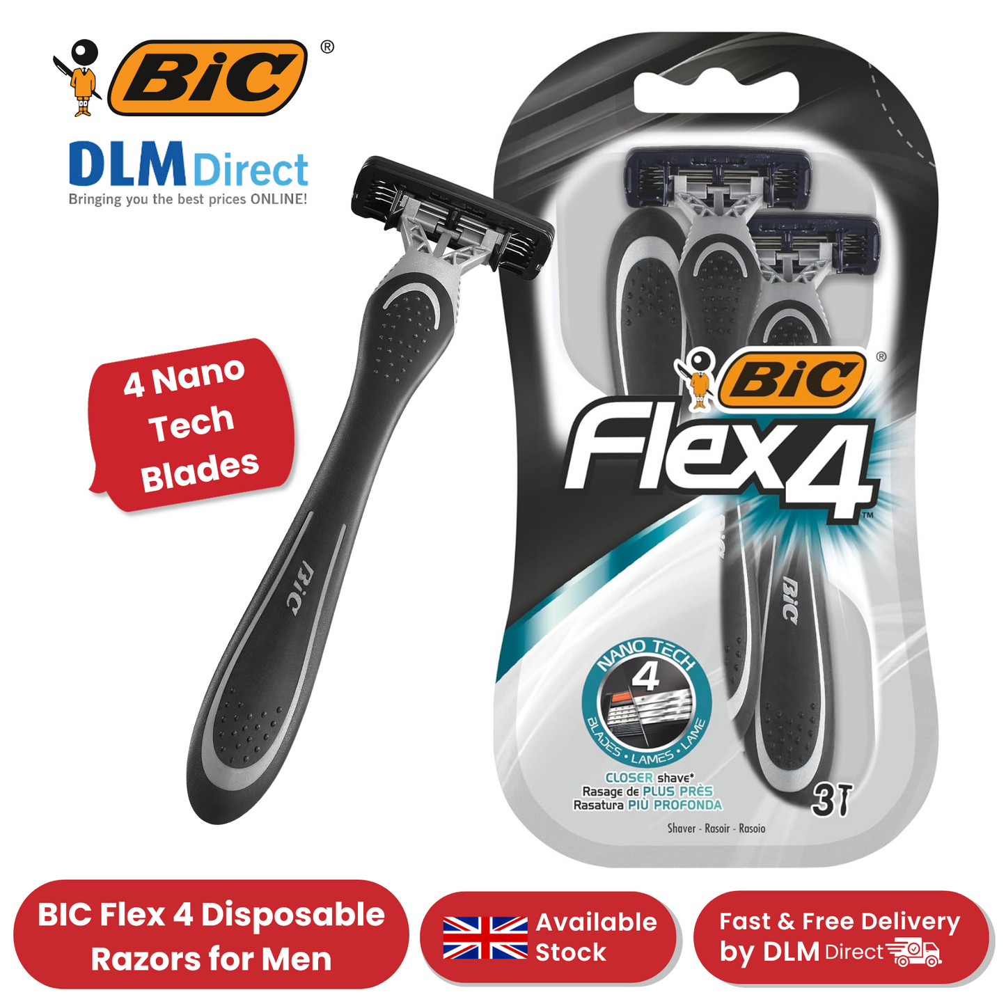 BIC Flex 4 Razors - 1 Pack with 3 Blades