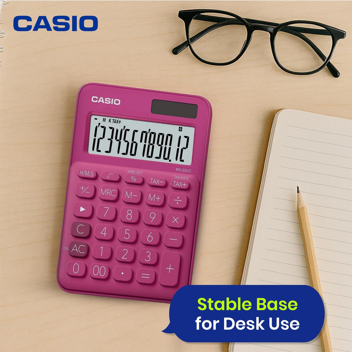 Casio MS-20UC Desk Calculator LCD Display Big Button Desktop Calculator for Office Home Office