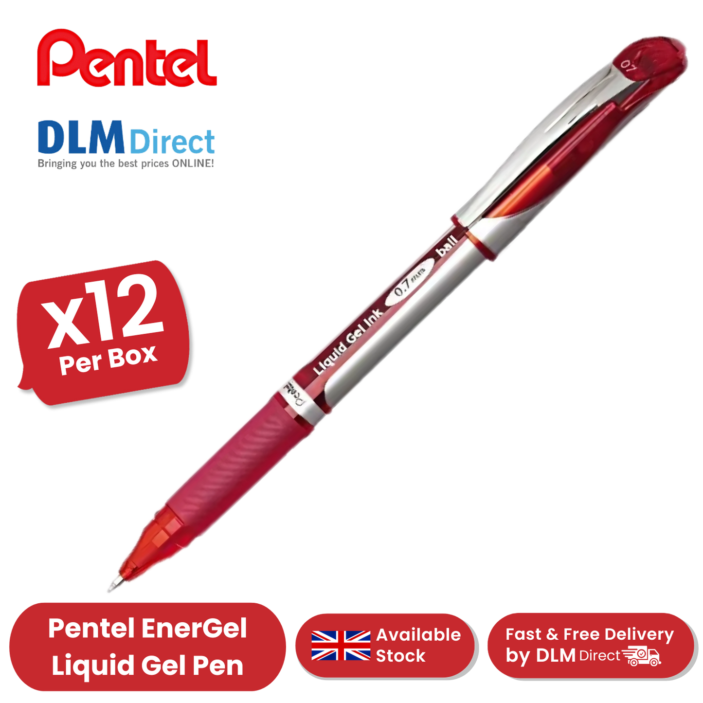 Retractable EnerGel rollerball pen ideal for everyday use. Quick drying, smooth flowing EnerGel ink, suitable for right or left-handed writers. Reduces smudging on hands and paper. Transparent barrel for easy view of remaining ink. Soft latex-free grip –