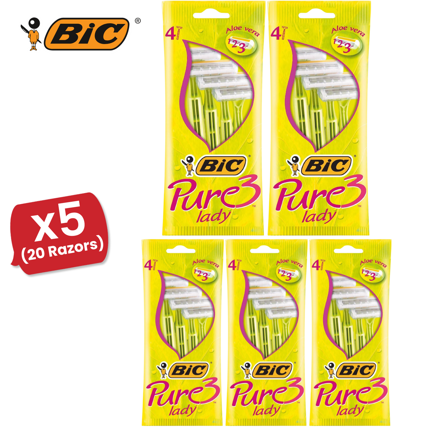 Bic Pure 3 Lady Shavers 4  - 1 Pack
