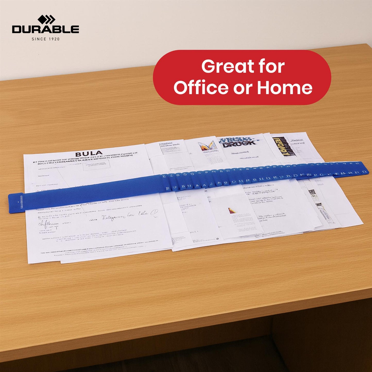 Durable Blue Expanding File Organiser, A-Z & 1-31 Polypropylene Folder for Desk Filing