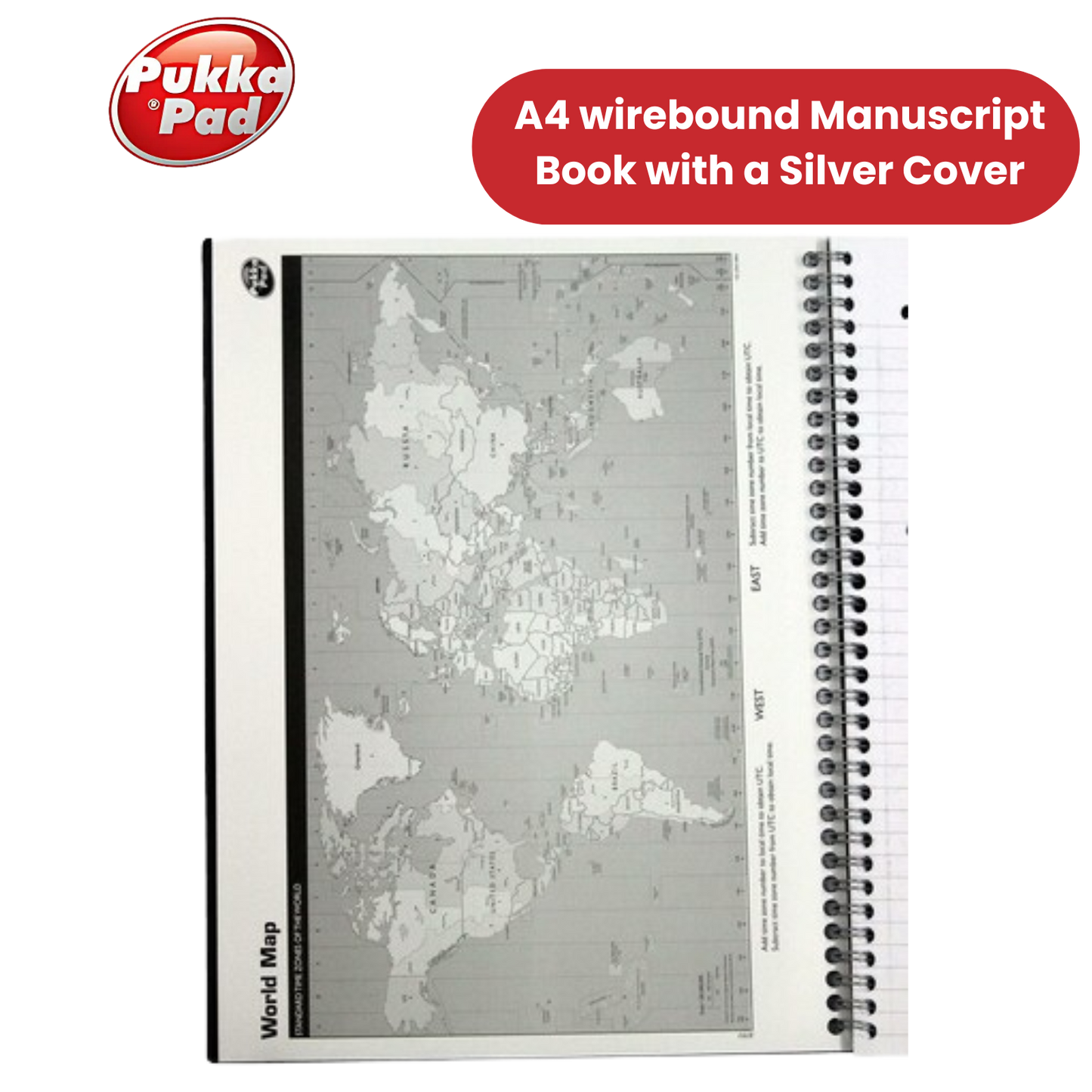 PUKKA PADS WHITE A4 WIREBOUND MANUSCRIPT BOOK 160 page 90gsm (RULED) - PACK OF 1 to 5