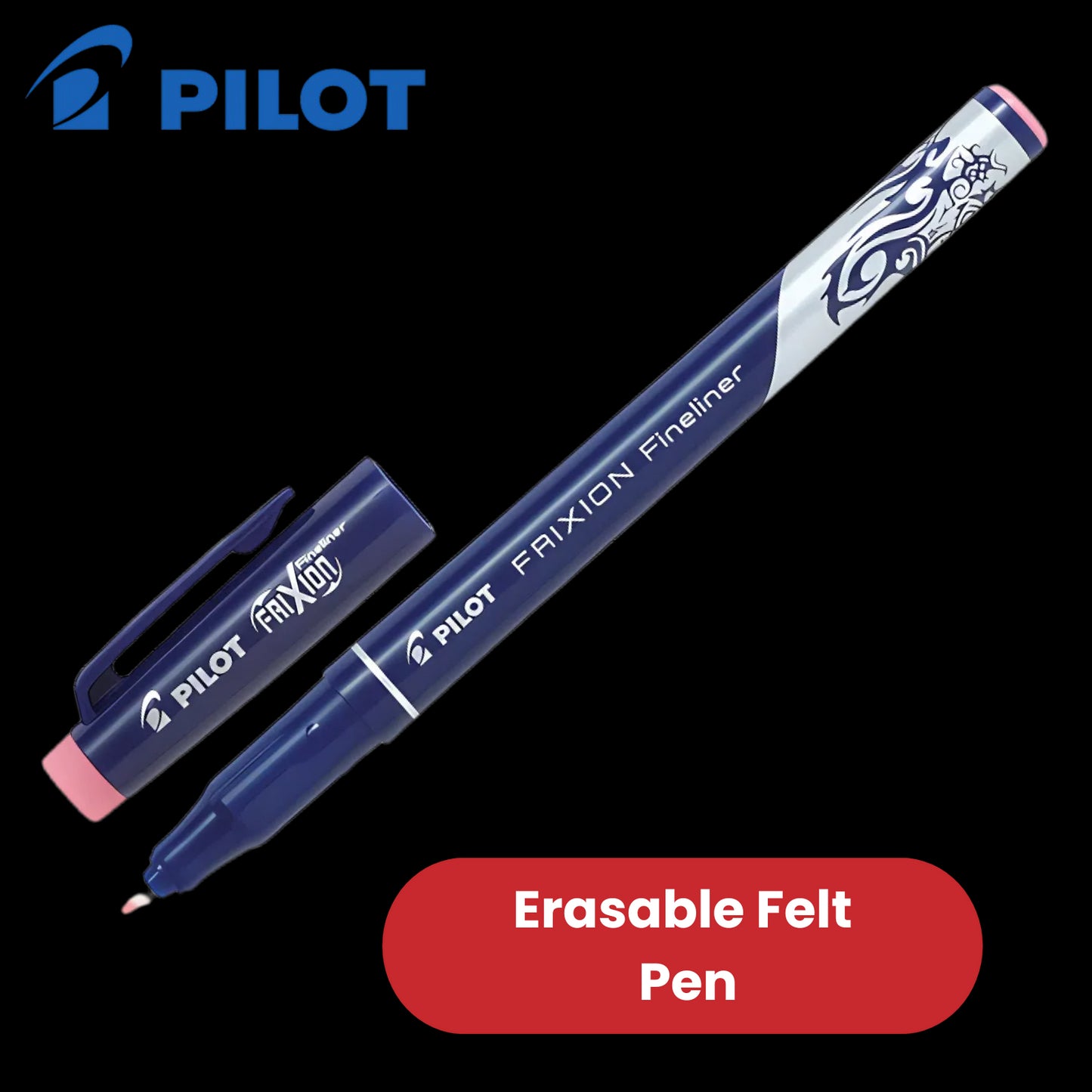 Pilot Frixion Fineliner Felt Pen Vibrant Baby Pink Erasable Ink - Pack of 12