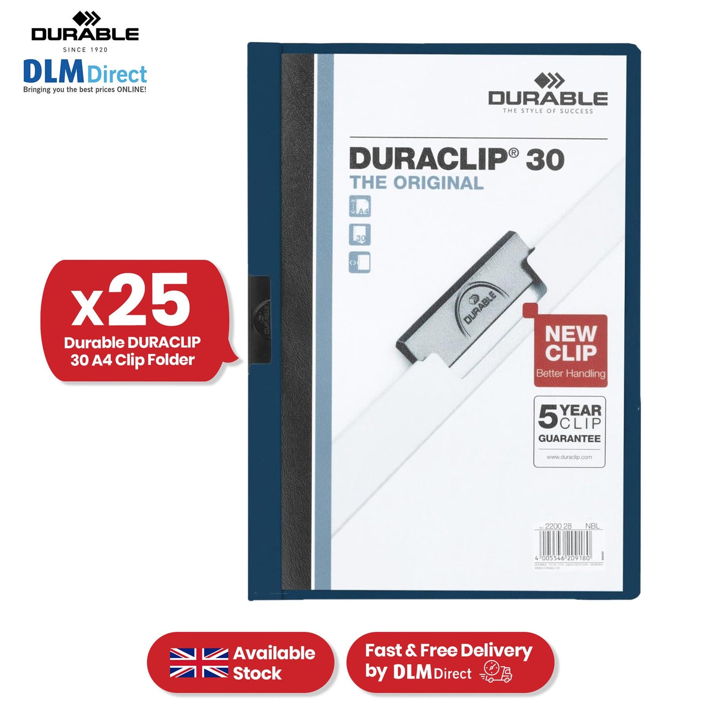 Durable Clip Folder 30 Sheet PVC Display File, 25 Pcs Midnight Blue A4 Clip Bar File for Home