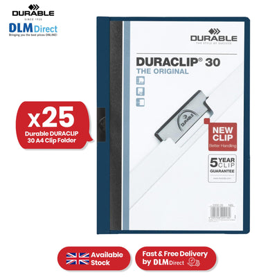Durable Clip Folder 30 Sheet PVC Display File, 25 Pcs Midnight Blue A4 Clip Bar File for Home