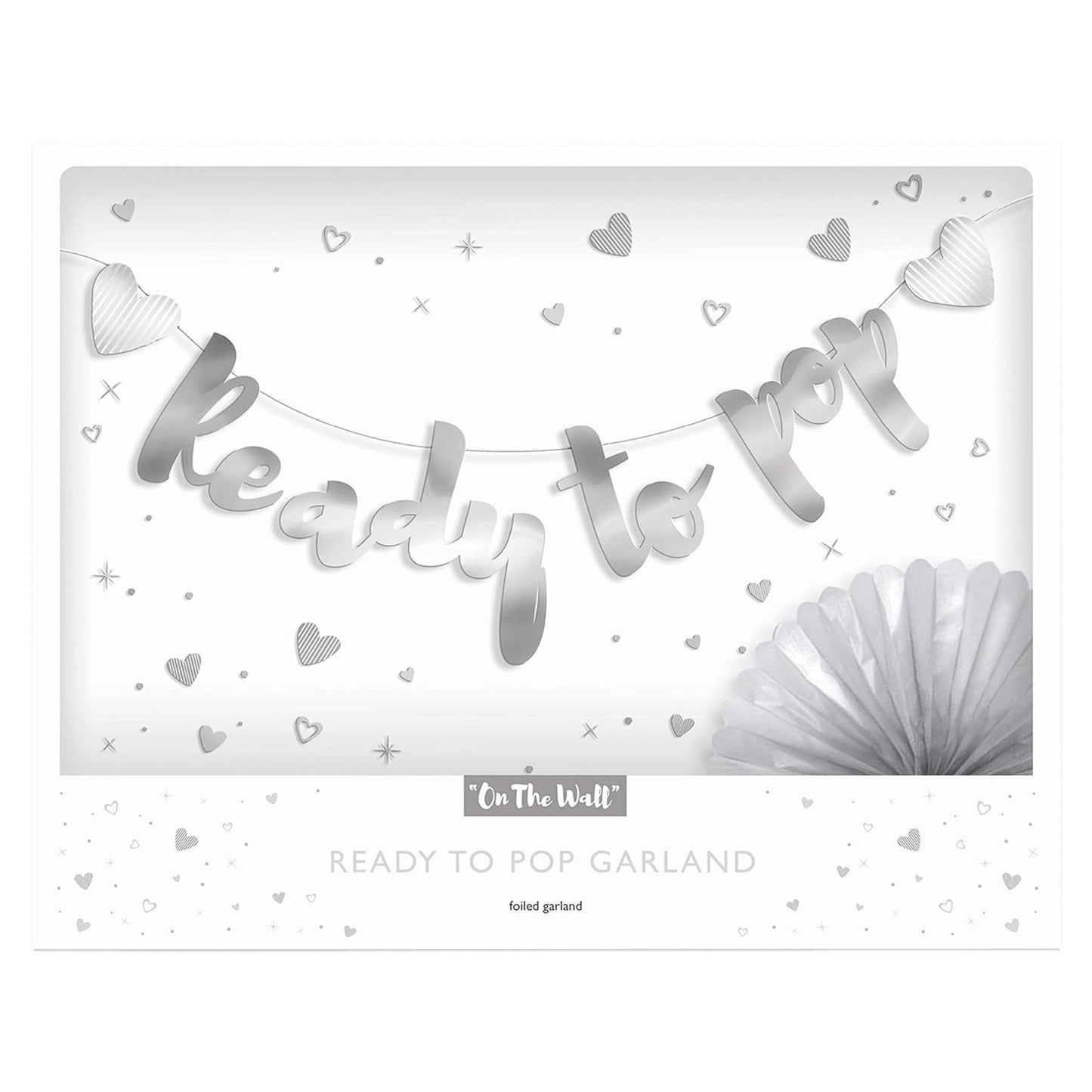 Ready to Pop Baby Shower Banner 1.5m Silver Foil Gender Neutral Baby Bunting Décor