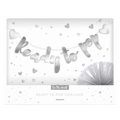 Ready to Pop Baby Shower Banner 1.5m Silver Foil Gender Neutral Baby Bunting Décor