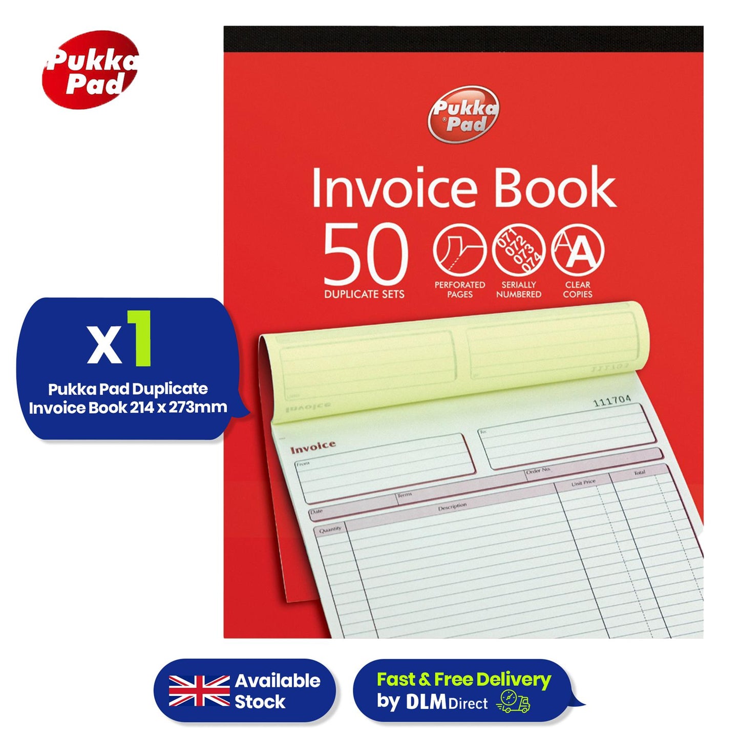 Invoice Book Hard Cover NCR 50 Set Duplicate Pad for Office