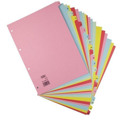 ELBA A4 CARD DIVIDERS 20 PART ASSORTED