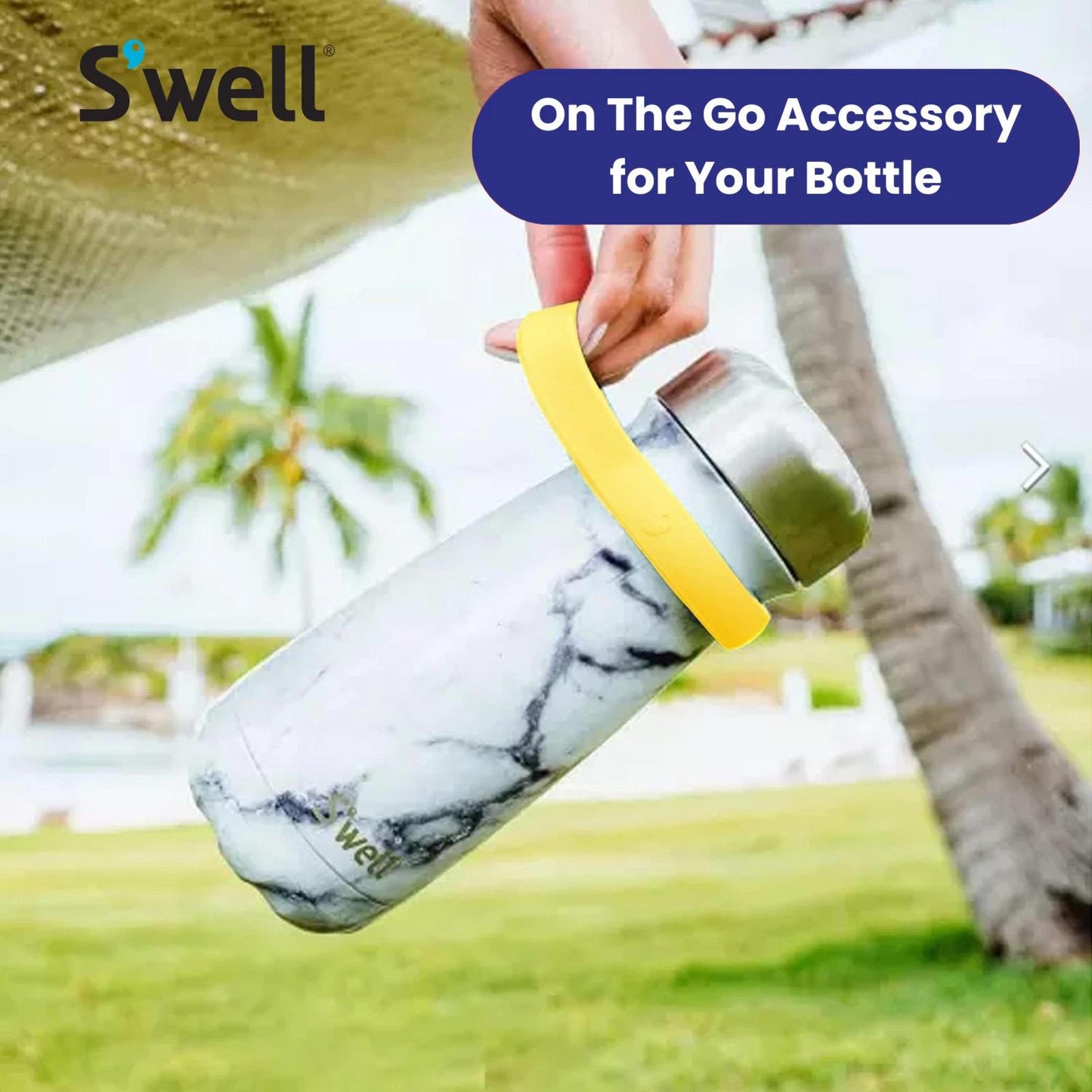 S'well Traveler Handle Silicone Bottle Grip Carry Accessory, Yellow