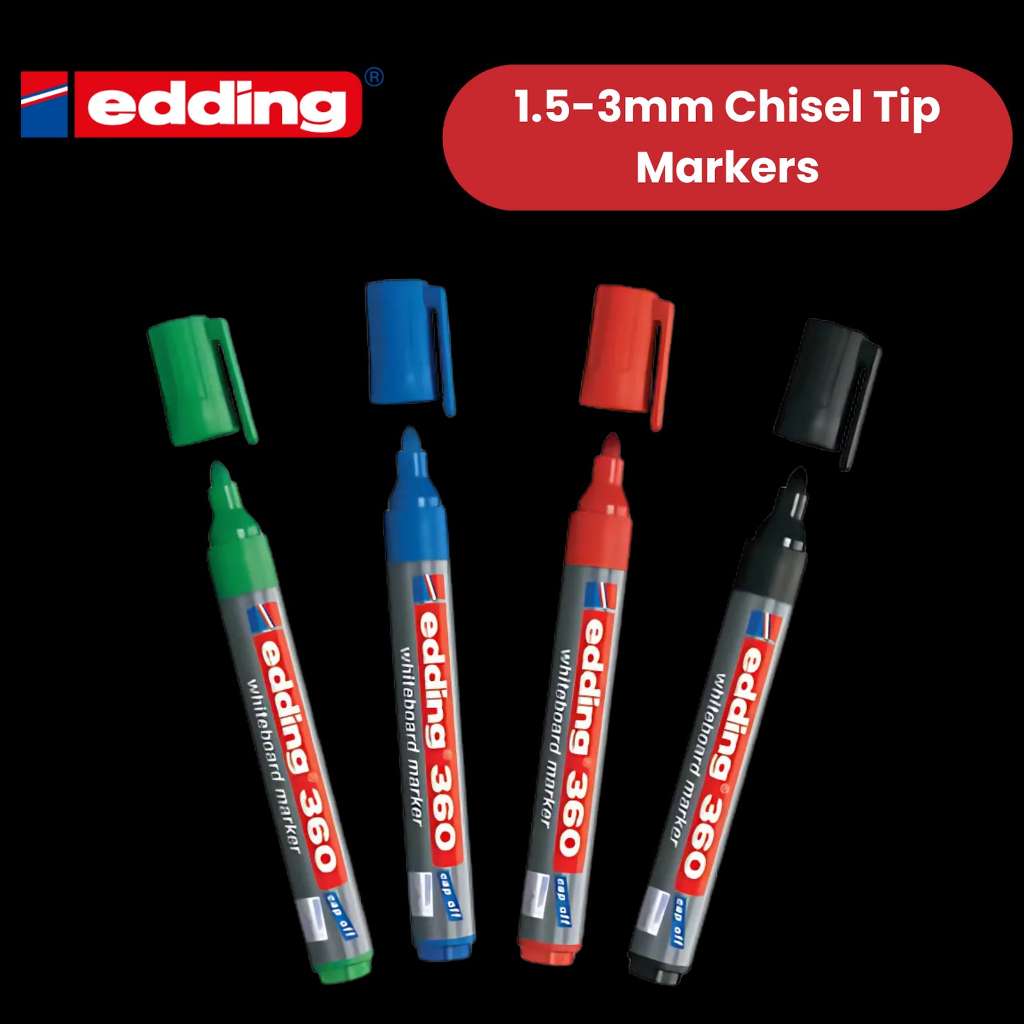 Edding 360 Drywipe Marker Assorted Pack of 4 - 1 to 5 Packs