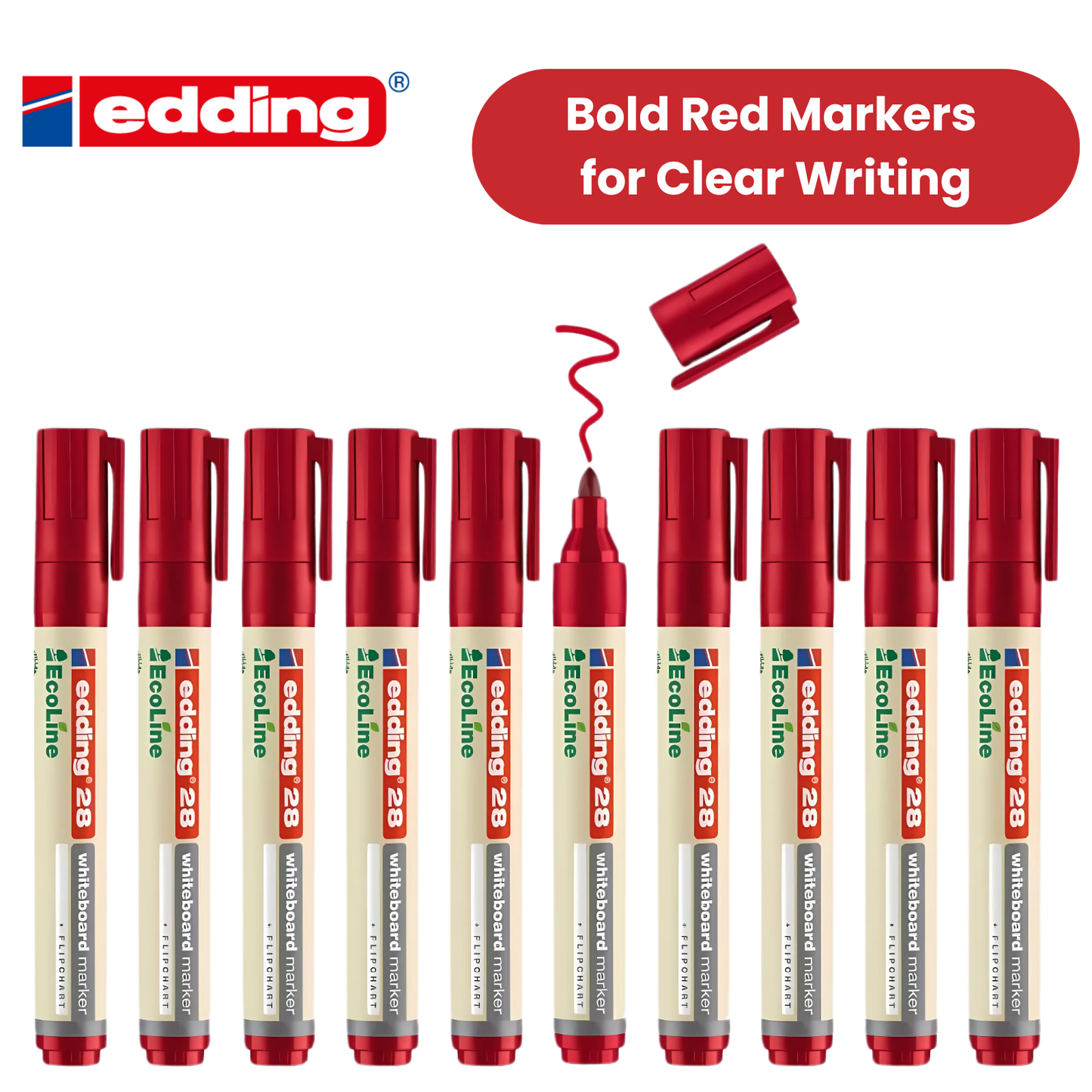 edding 28 Ecoline whiteboard marker - red  - round tip 1.5-3 mm
