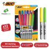 BIC PERMANENT MARKERS FINE ASSORTED - PACK OF 12