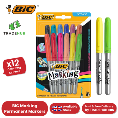BIC PERMANENT MARKERS FINE ASSORTED - PACK OF 12