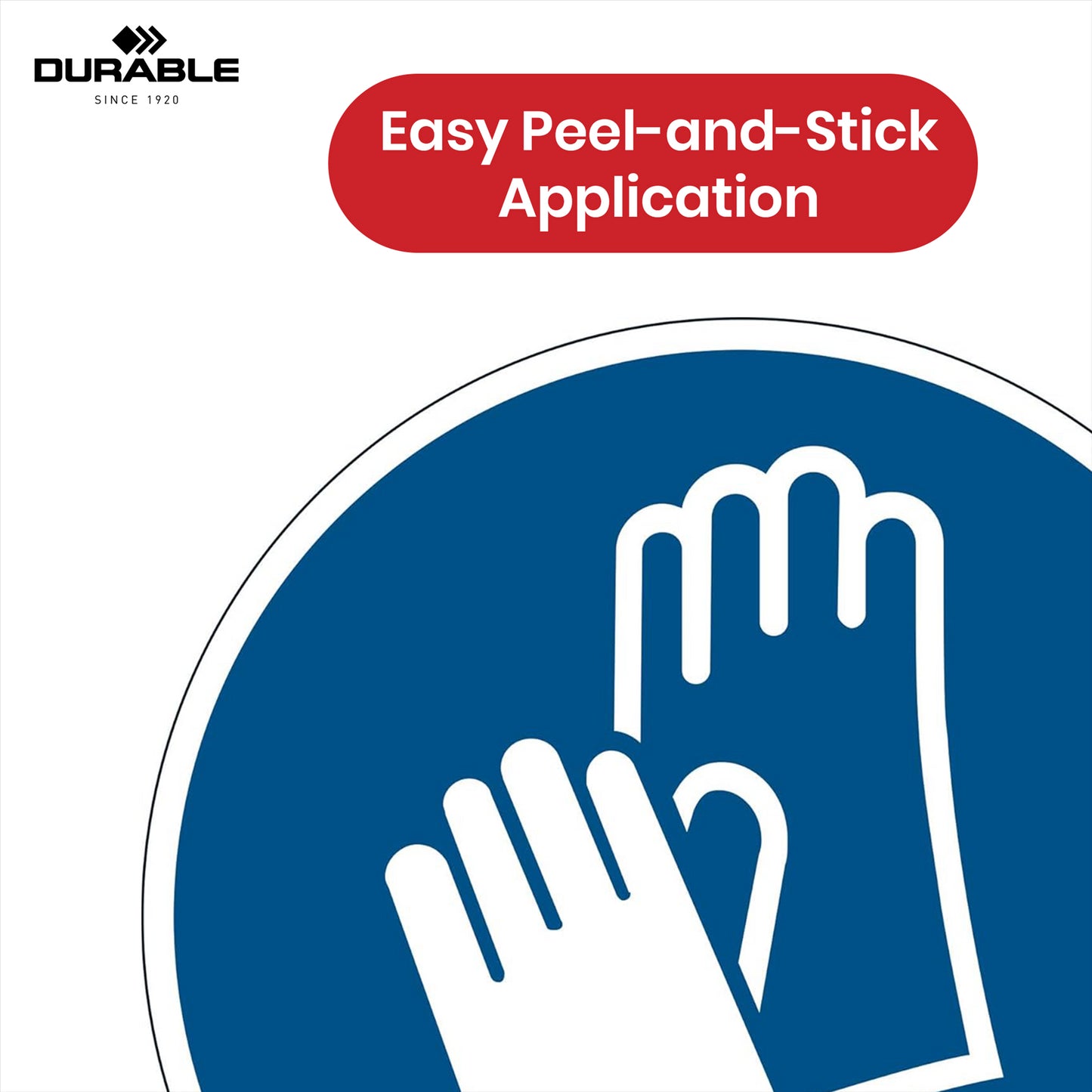 Durable Protective Gloves Floor Sticker - 43cm Blue Safety Sign Self-Adhesive Decal for Workplace