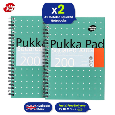 Pukka Pad A5 Squared Jotta Book 2-Pack Wirebound  Notebook, 200 Pages for School & Office