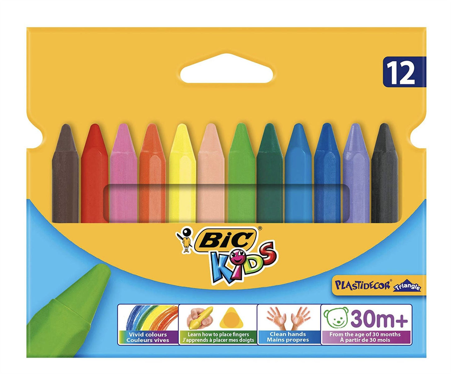 BIC Kids Plastidecor Triangle Crayons - Pack of 12