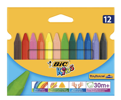 BIC Kids Plastidecor Triangle Crayons - Pack of 12