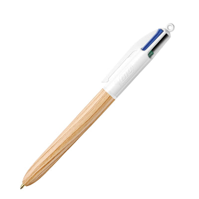 BIC 4-Colour Wood Effect Pens Multipen Retractable Medium Point for Office School Home