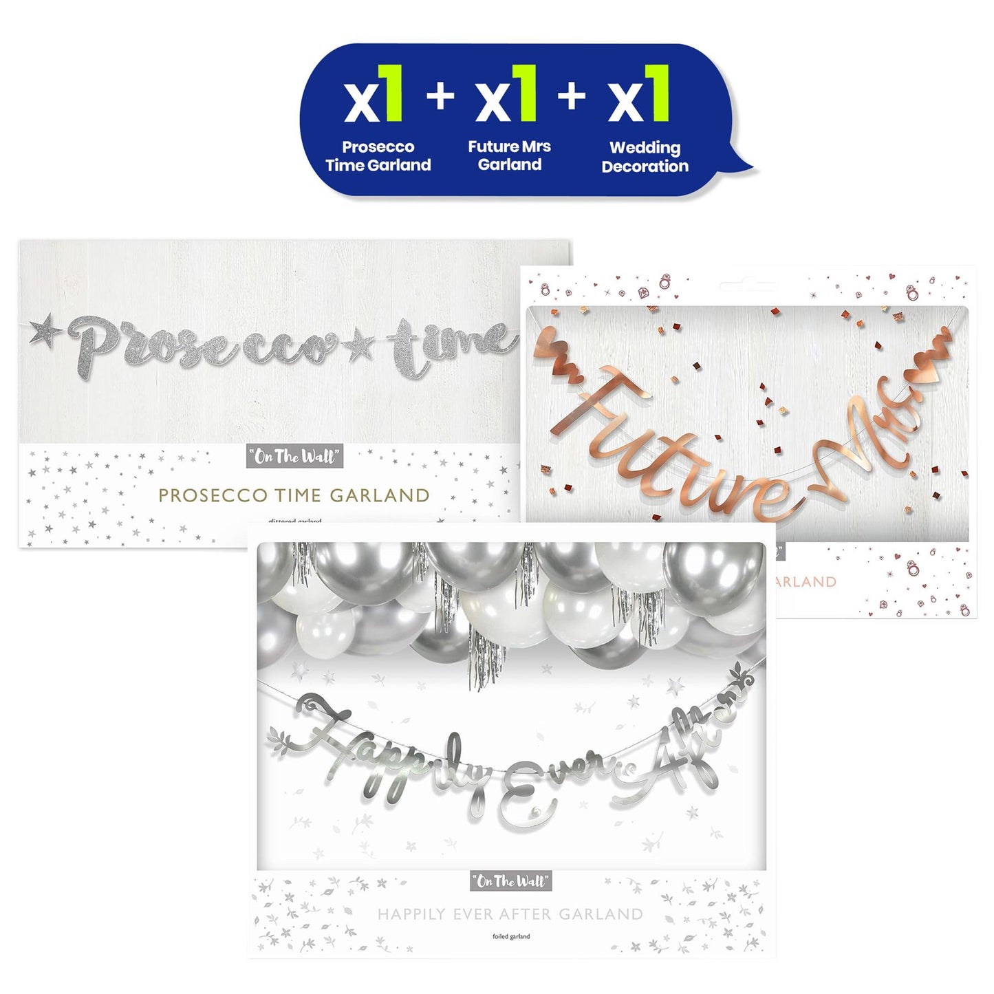 Happily Ever After Future Mrs Prosecco Time Garland Pack Foil Finish Party Decor