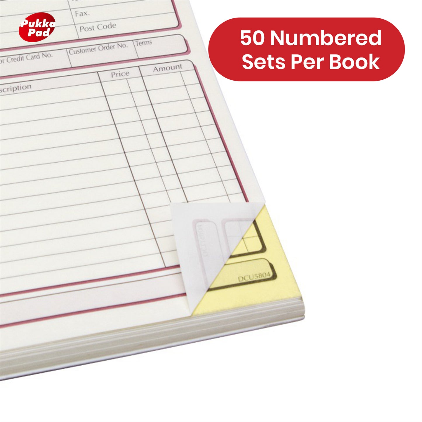 Pukka Pad Order Book - Paper Duplicate NCR Receipt, Carbonless Pad for Business