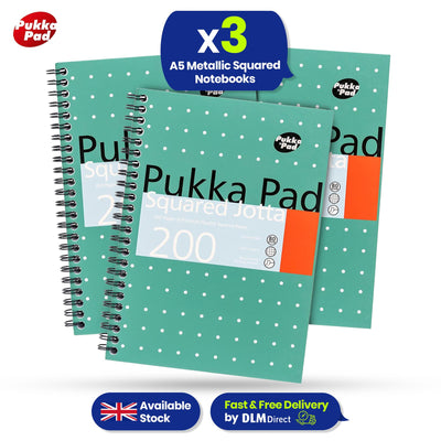 Pukka Pad A5 Metallic Squared - Pack of 3