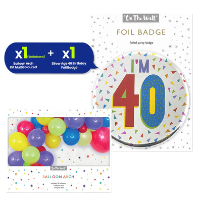 Balloon Garland Kit with Foil 40 Birthday Badge for Celebration Display Decor