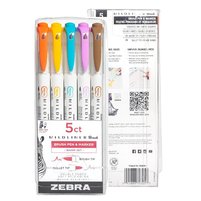 Zebra Double Ended Brush Pen Set with Fine and Brush Tips Felt Pens for Journaling Scrapbooking Planning