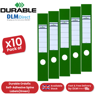 Durable Ordofix Self-Adhesive Spine Labels - Green - Pack of 10 - 60 mm - 1 to 5