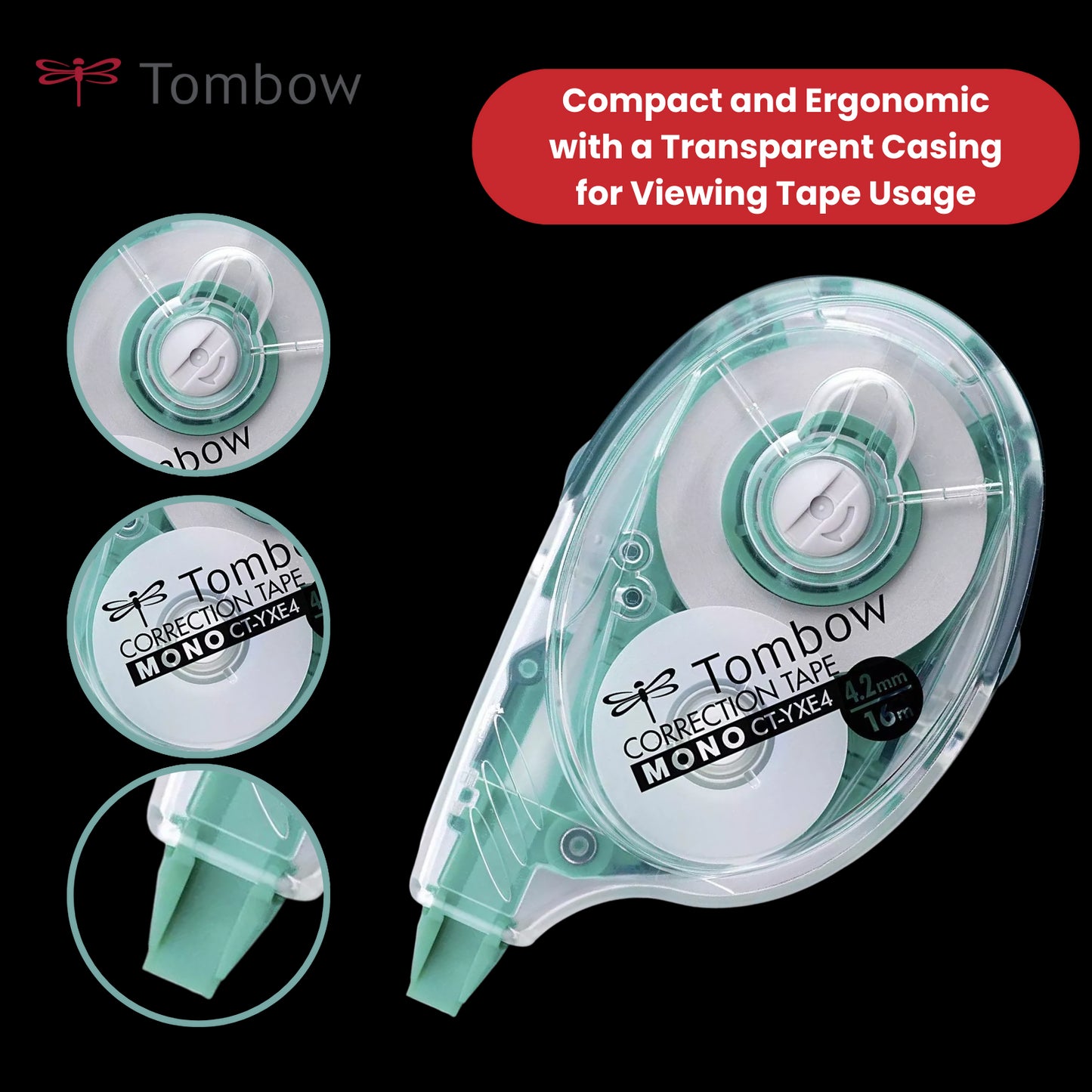 Tombow Correction tape MONO YXE4 4.2mm x 16m refillable Pack of 1 - 1 to 36 Packs