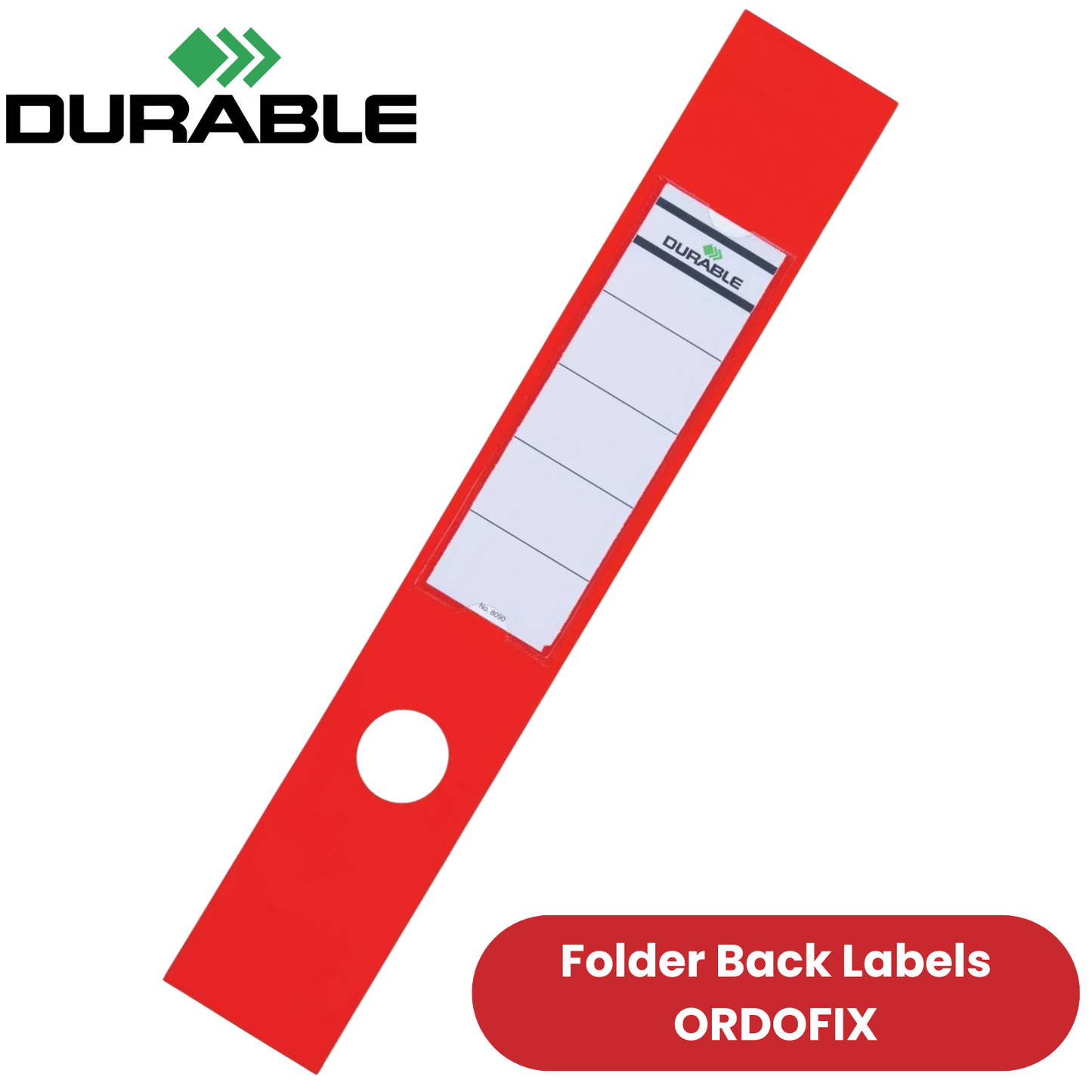 Durable Ordofix Self-Adhesive Spine Labels - Red - Pack of 10 - 60 mm Width 1-5