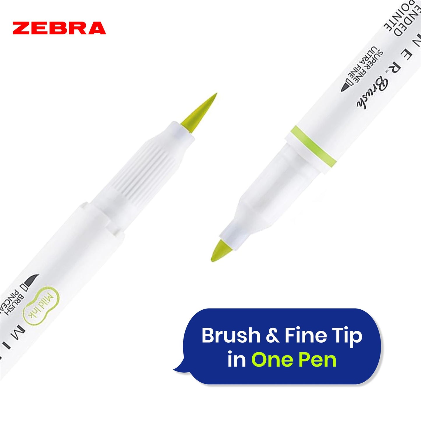 Zebra Dual Tip Brush Pens Mildliner Set of 5 Markers with Bullet and Brush Tips for Art and Journaling