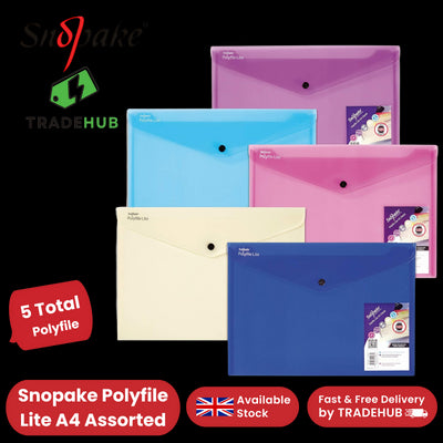 Snopake Polyfile Lite A4 Assorted for Secure and Stylish Document Storage x5
