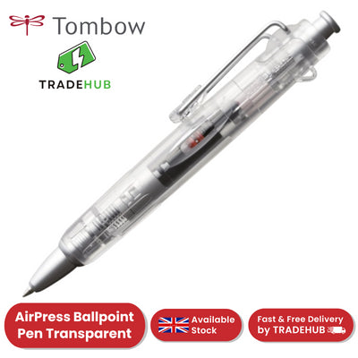 Tombow Ballpoint  AirPress Pen Transparent Barrel BK Pack of 1 - 1 to 36 Packs
