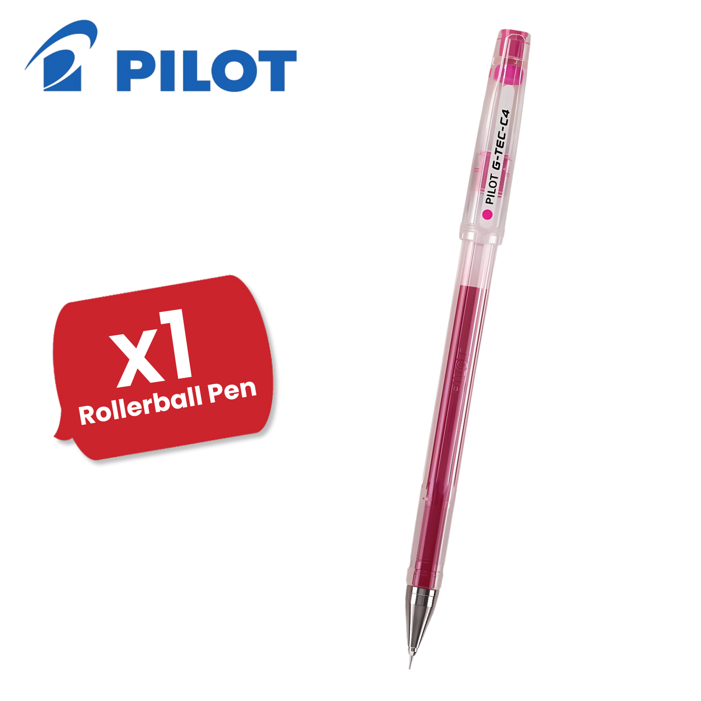 Pilot G Tec C4 Gel Rollerball Pens Microtip Extra Fine 0.4mm Gel Ink - Pink