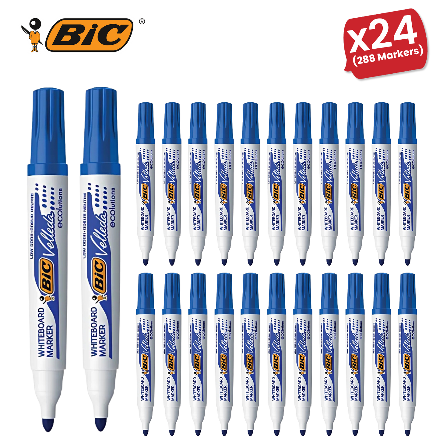 BIC Velleda 1751 ECOlutions Whiteboard Markers Green - Box of 12 BIC VELLEDA MARKER 1701 BLUE - PACK OF 12