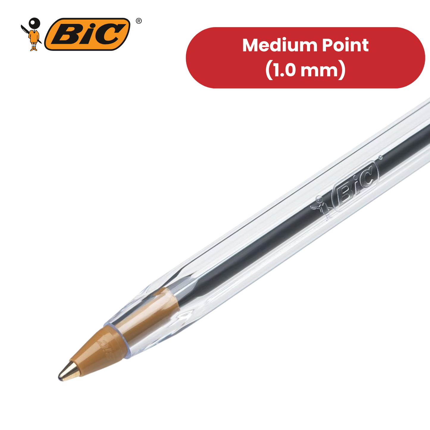 BIC Cristal Original Ballpoint Pens Medium Point (1.0 mm) Blue, Pouch of 8 - 1-5