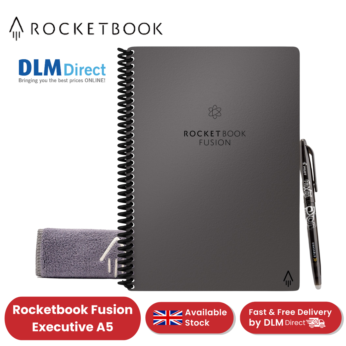 Rocketbook Fusion Executive A5 - Dotted Paper - Black