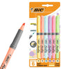 BIC Highlighter Grip Pastel, Highlighter Pens with Adjustable Chisel Tip, Assorted Colours, Pack of 6