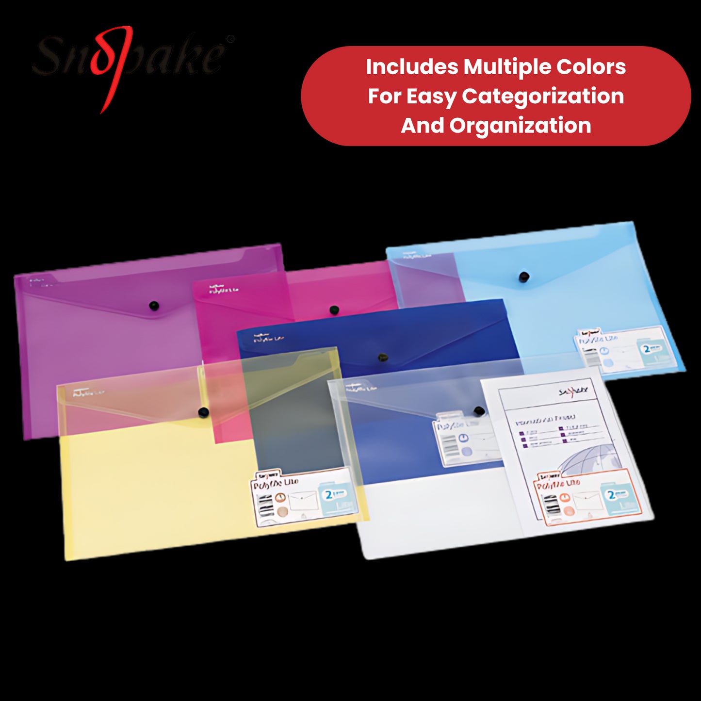 Snopake Polyfile Lite A4 Assorted for Secure and Stylish Document Storage x5