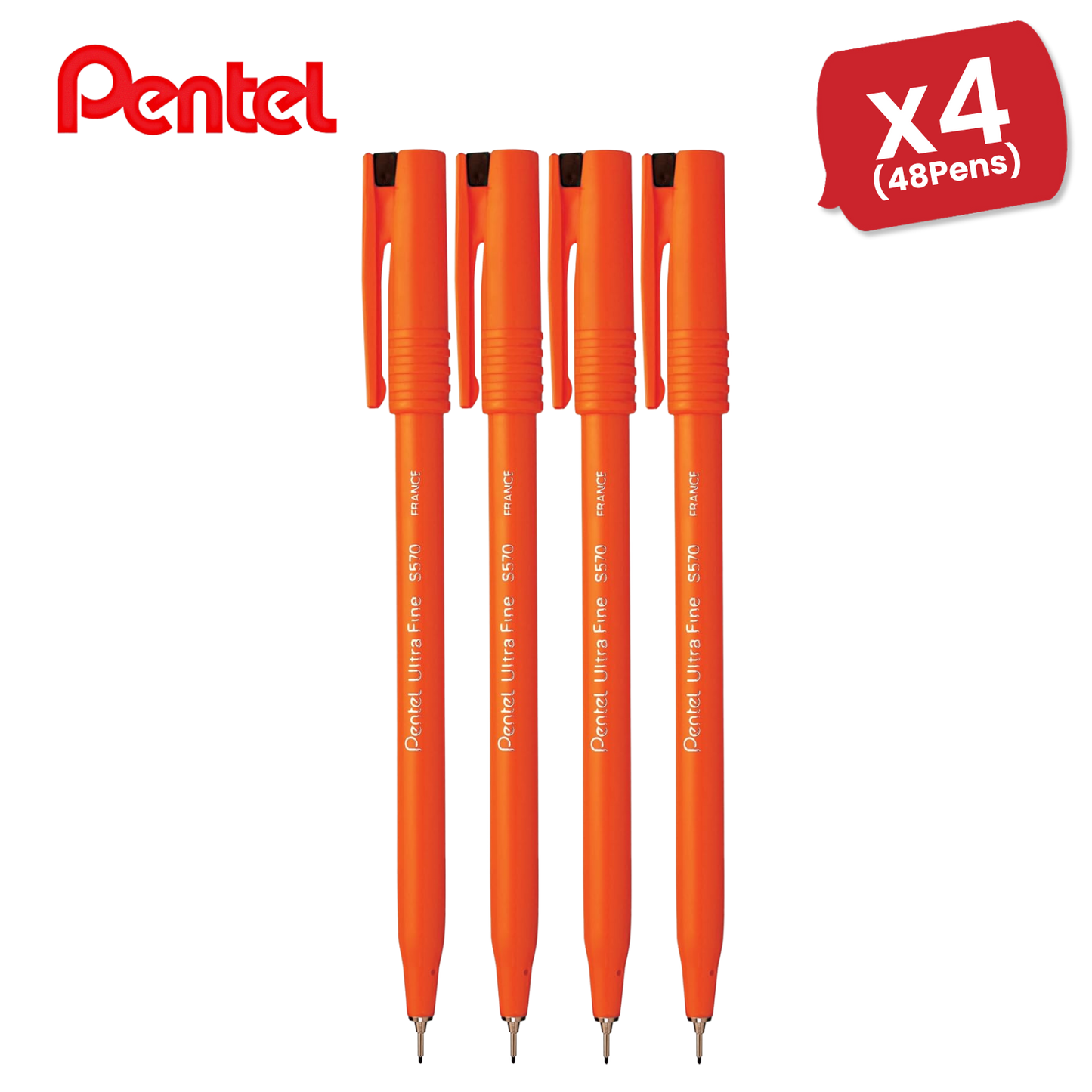 PENTEL ULTRAFINE PEN BLACK S570-A - Pack of 12 - 1 to 5 Packs