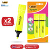 BIC Marking Highlighter Flat Marker Pack of 2 Neon Yellow, Modular Tip for Bold and Precise Tasks, Quick-Dry Ink, Ideal for Work, School, and Projects