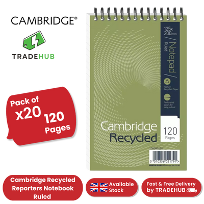 Cambridge Recycled Reporters Notebook Ruled 120 Pages (Pack of 10)