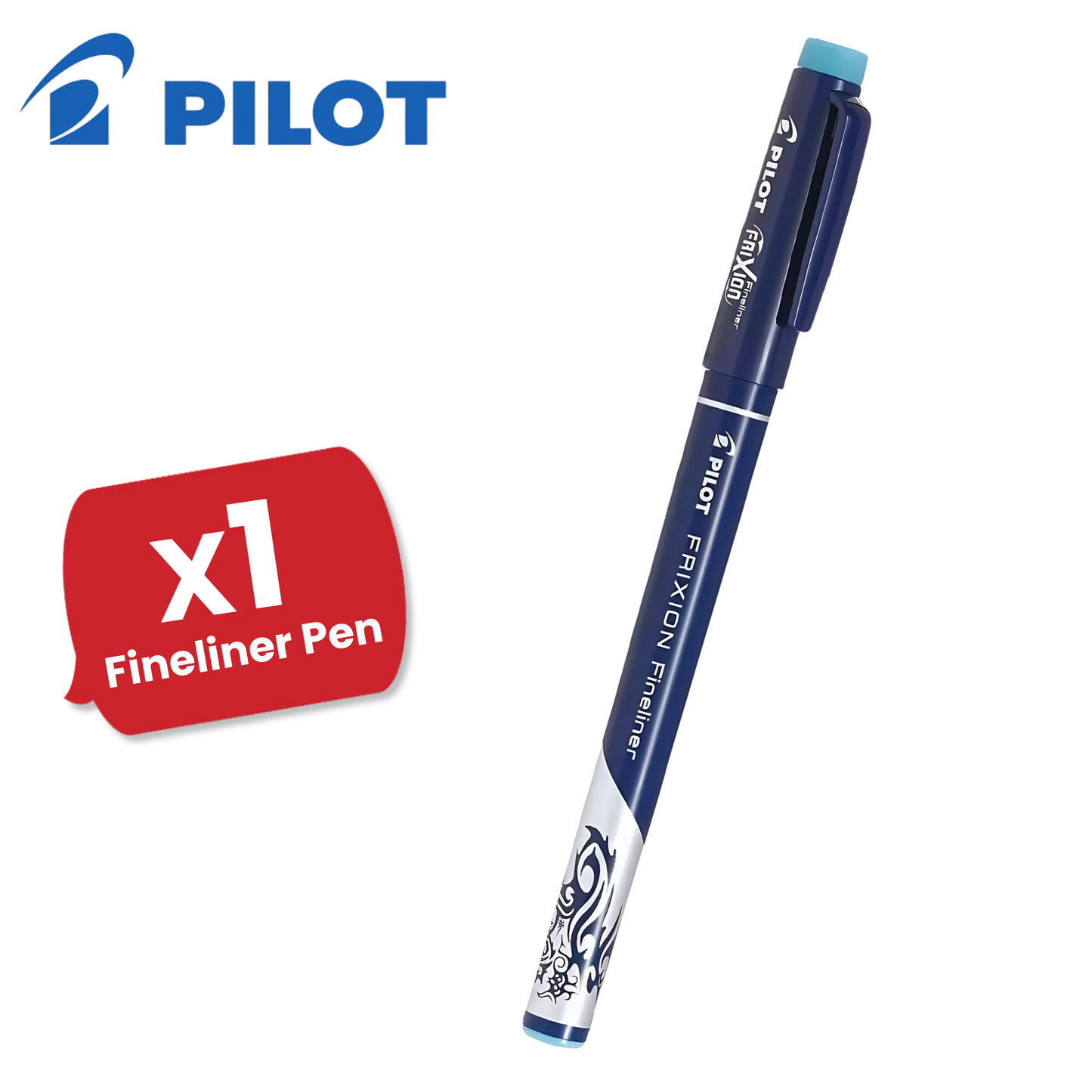Pilot FriXion Erasable Fineliner Light Blue Single Pen 1.3mm Writing Felt Tip