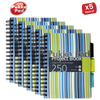 Pukka A5 Stripes Project Book, 250 Page, Lined, Single Notebook for Study & Work