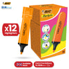 BIC 12x Marking Highlighter Flat Marker Neon Orange Modular Tip for Precise Highlighting
