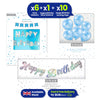 Blue Balloons Silver Garland and Bunting Birthday Party Decorations Set