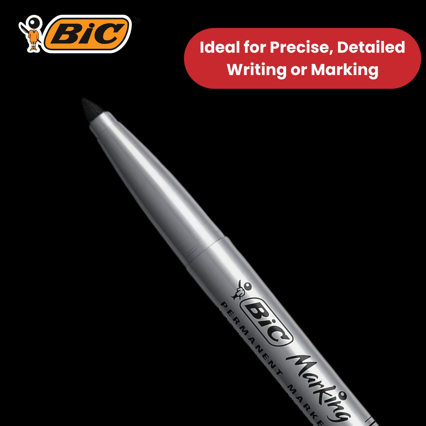 Bic Pocket Permanent Black Bullet Tip Marker (Pack of 12) 8209021 - 1 to 5 Packs