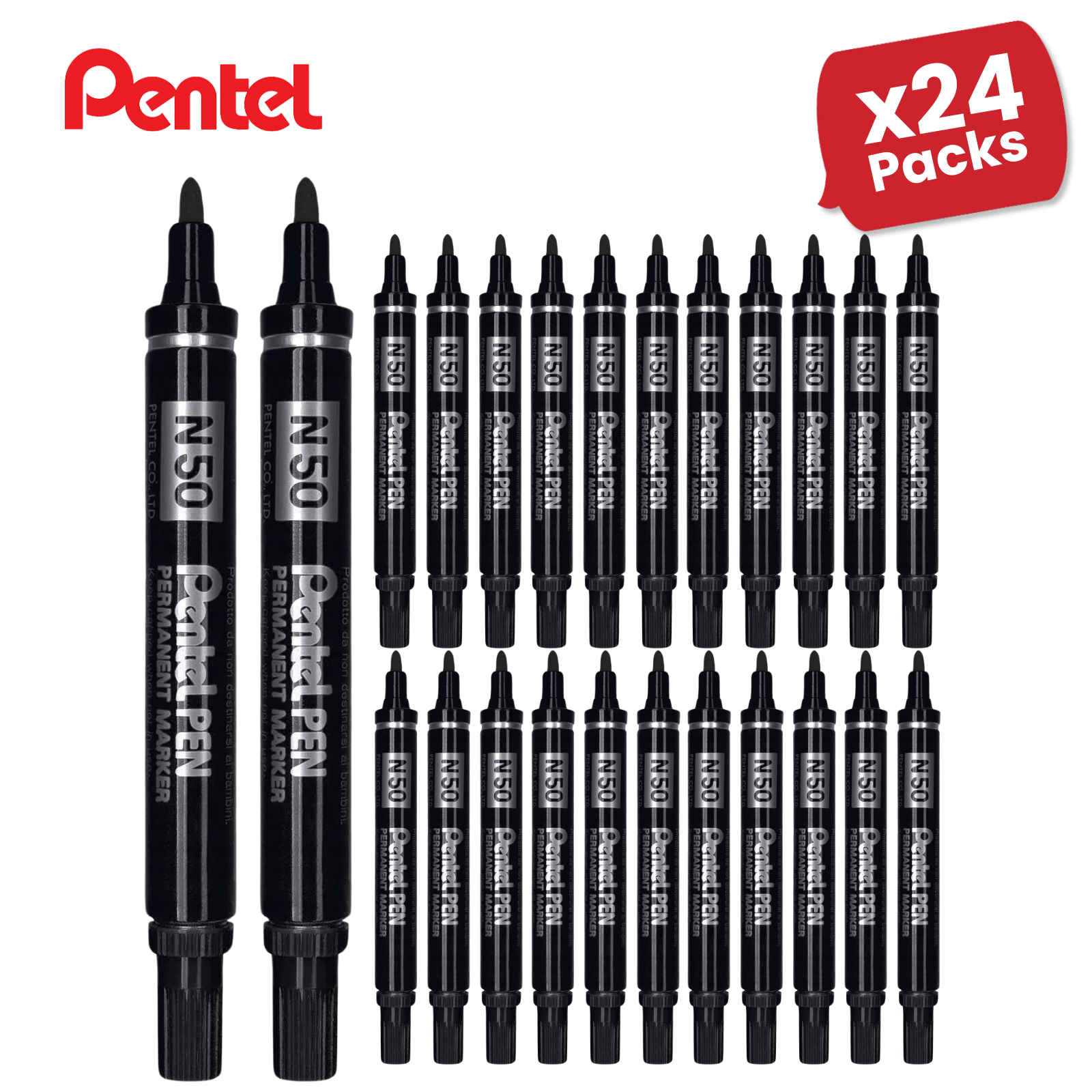 Pentel N50 Permanent Marker Bullet Tip 1.5-2mm Line Black Ref N50-A ...